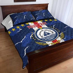 Custom Cape Verde Football Quilt Bed Set Blue Sharks Sporty