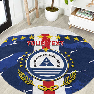 Custom Cape Verde Football Round Carpet Blue Sharks Sporty