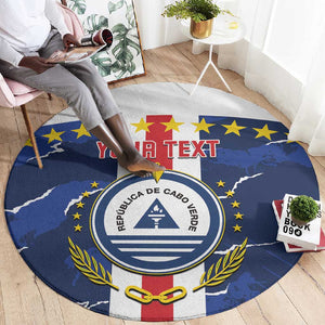 Custom Cape Verde Football Round Carpet Blue Sharks Sporty