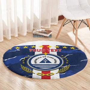 Custom Cape Verde Football Round Carpet Blue Sharks Sporty