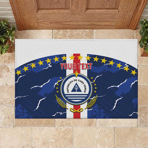 Custom Cape Verde Football Rubber Doormat Blue Sharks Sporty