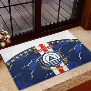 Custom Cape Verde Football Rubber Doormat Blue Sharks Sporty