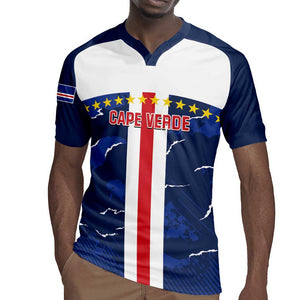 Custom Cape Verde Football Rugby Jersey Blue Sharks Sporty