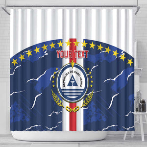 Custom Cape Verde Football Shower Curtain Blue Sharks Sporty