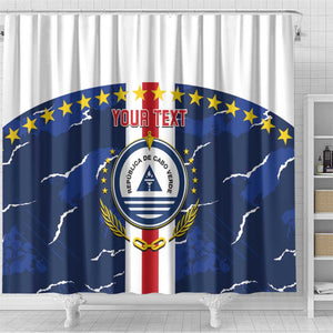 Custom Cape Verde Football Shower Curtain Blue Sharks Sporty