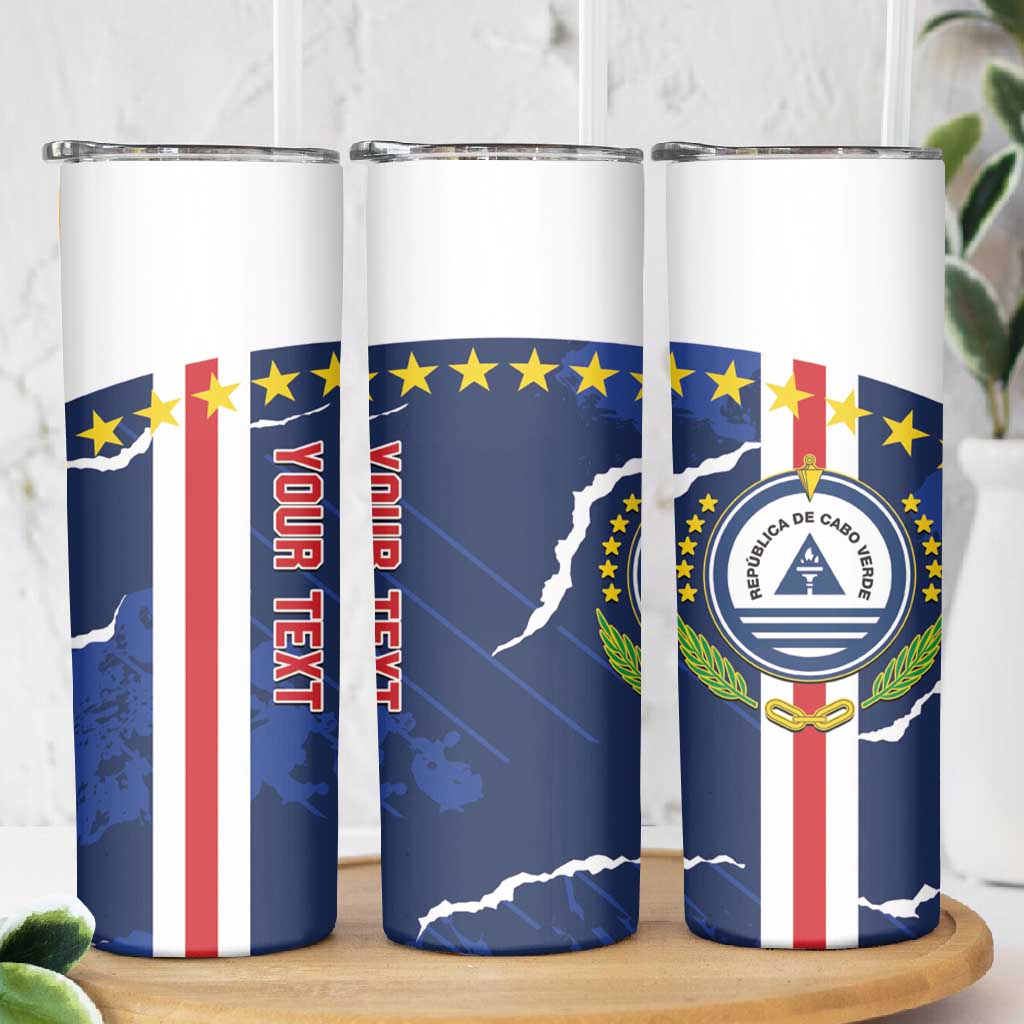 Custom Cape Verde Football Skinny Tumbler Blue Sharks Sporty