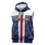 Custom Cape Verde Football Sleeveless Zip Hoodie Blue Sharks Sporty - African Pride