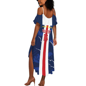 Custom Cape Verde Football Summer Maxi Dress Blue Sharks Sporty