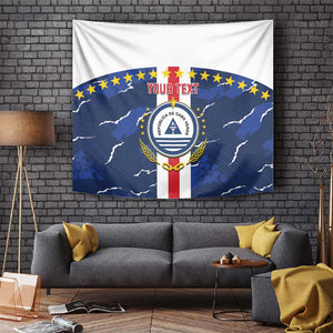 Custom Cape Verde Football Tapestry Blue Sharks Sporty