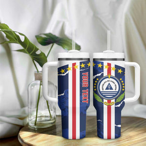 Custom Cape Verde Football Tumbler With Handle Blue Sharks Sporty