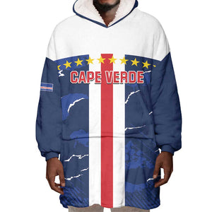 Custom Cape Verde Football Wearable Blanket Hoodie Blue Sharks Sporty