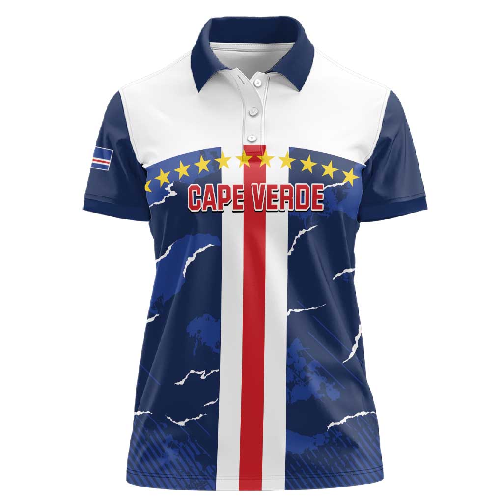 Custom Cape Verde Football Women Polo Shirt Blue Sharks Sporty