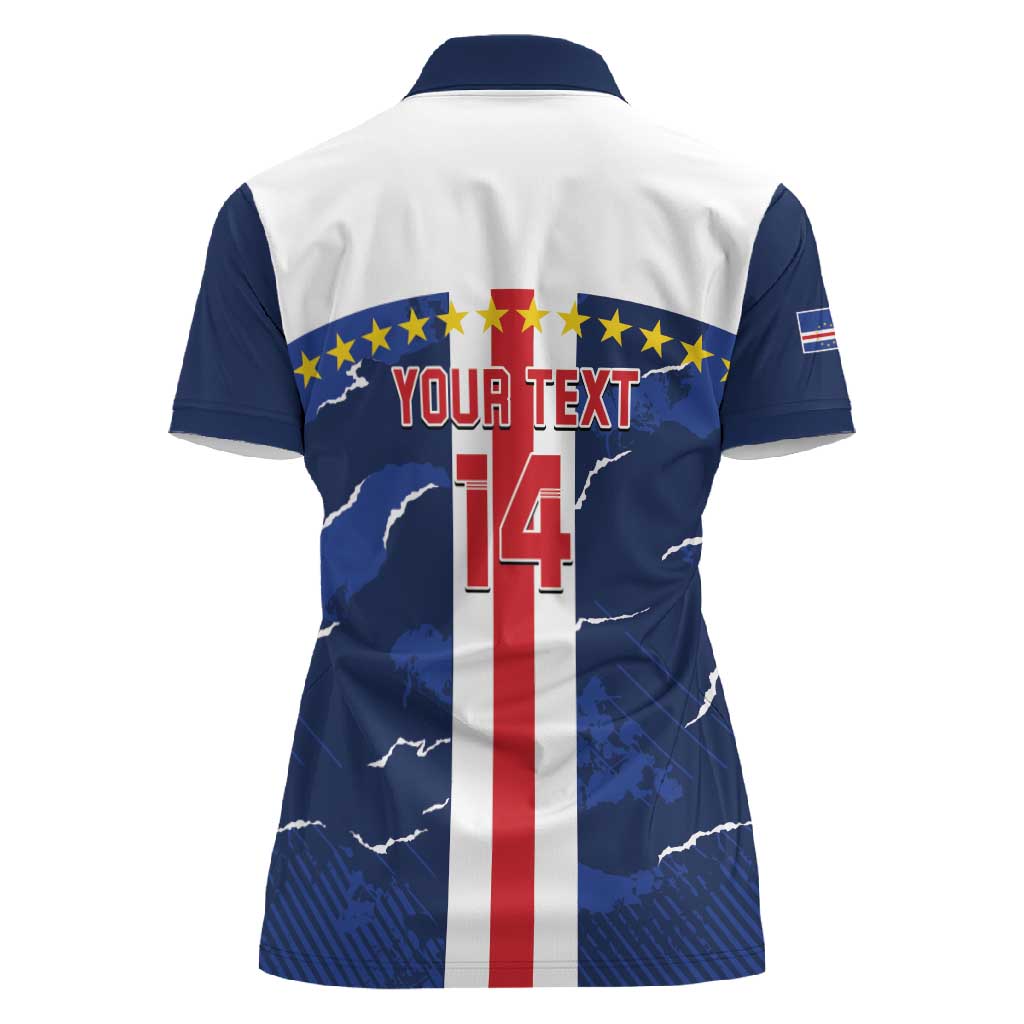 Custom Cape Verde Football Women Polo Shirt Blue Sharks Sporty
