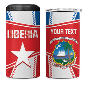 Custom Lone Stars 4 in 1 Can Cooler Tumbler Liberia Football - Sporty Style