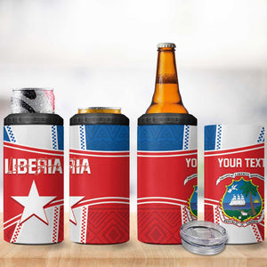 Custom Lone Stars 4 in 1 Can Cooler Tumbler Liberia Football - Sporty Style