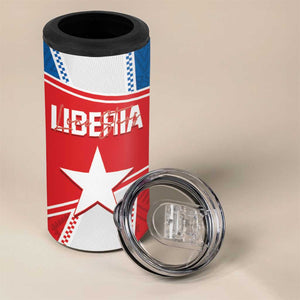 Custom Lone Stars 4 in 1 Can Cooler Tumbler Liberia Football - Sporty Style