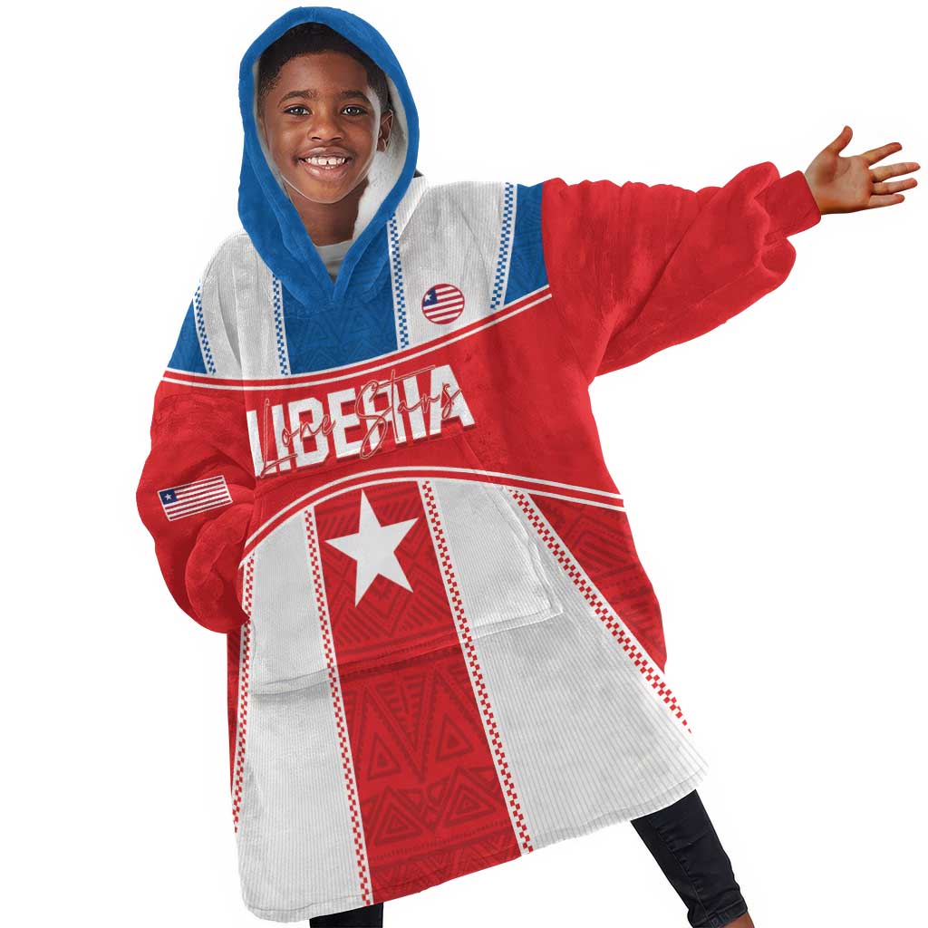 Custom Lone Stars Kid Wearable Blanket Hoodie Liberia Football - Sporty Style