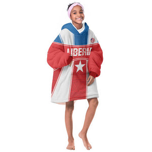 Custom Lone Stars Kid Wearable Blanket Hoodie Liberia Football - Sporty Style