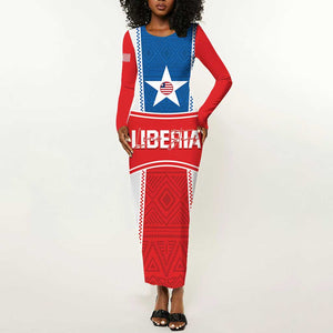 Custom Lone Stars Long Sleeve Bodycon Dress Liberia Football - Sporty Style