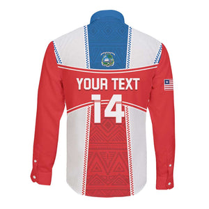 Custom Lone Stars Long Sleeve Button Shirt Liberia Football - Sporty Style