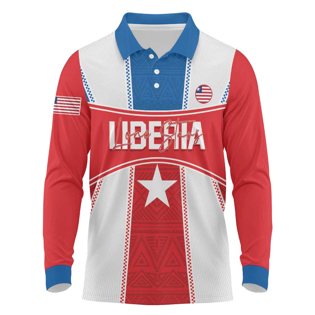 Custom Lone Stars Long Sleeve Polo Shirt Liberia Football - Sporty Style