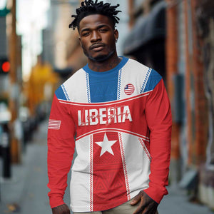 Custom Lone Stars Long Sleeve Shirt Liberia Football - Sporty Style LT14