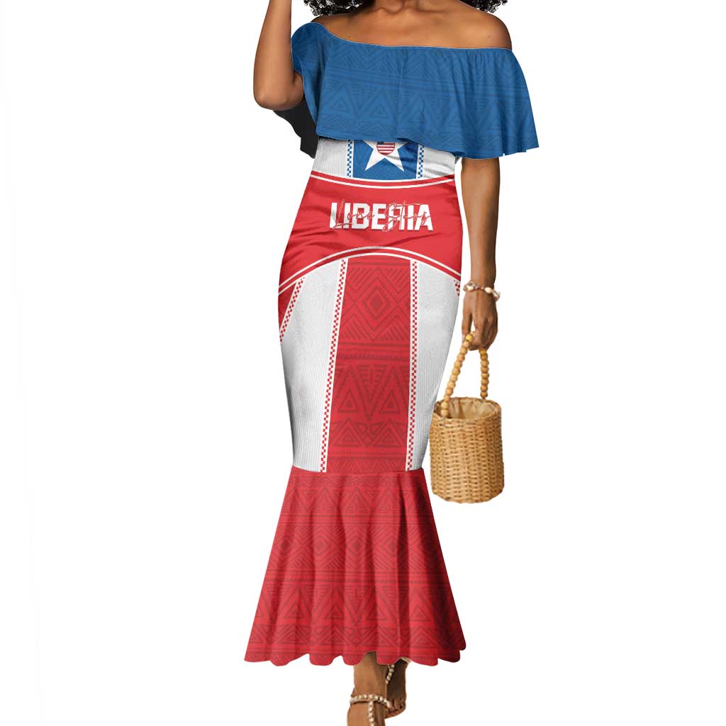 Custom Lone Stars Mermaid Dress Liberia Football - Sporty Style