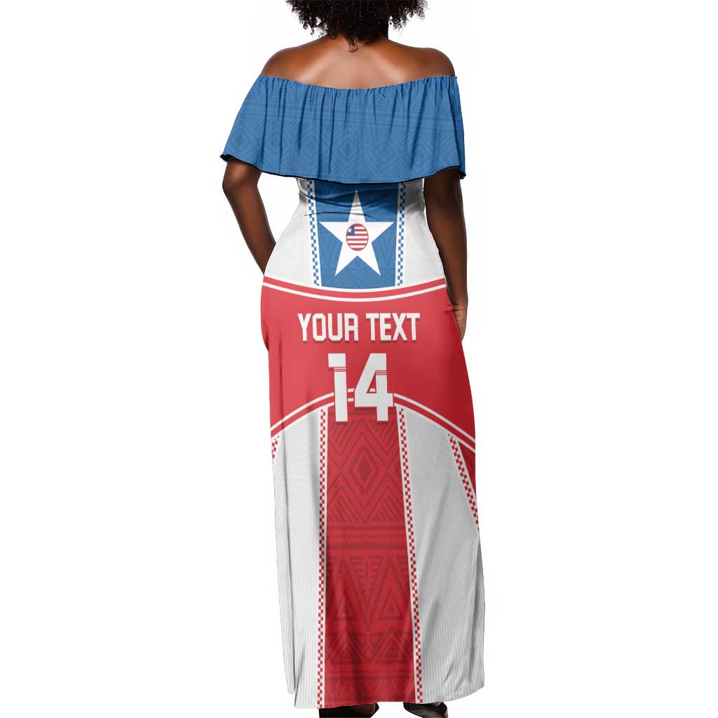Custom Lone Stars Off Shoulder Maxi Dress Liberia Football - Sporty Style