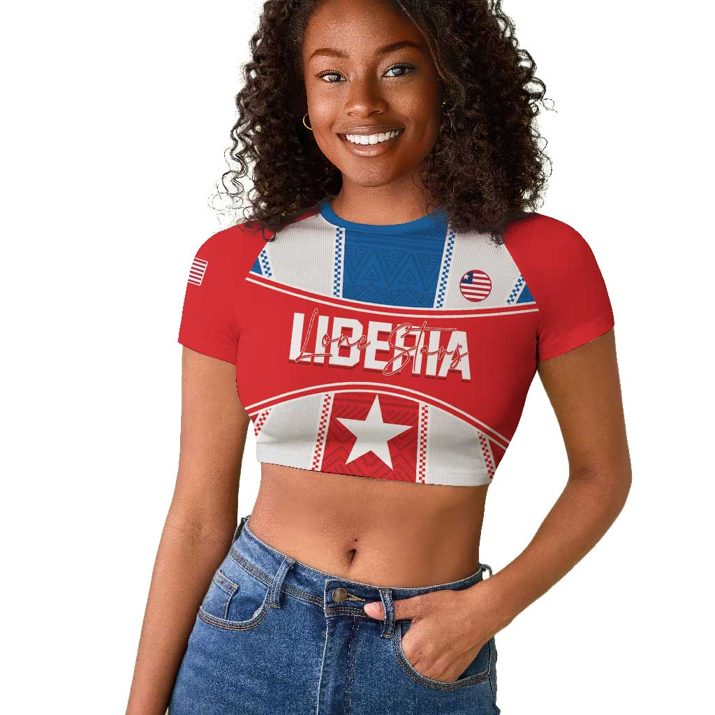 Custom Lone Stars Raglan Cropped T shirt Liberia Football - Sporty Style