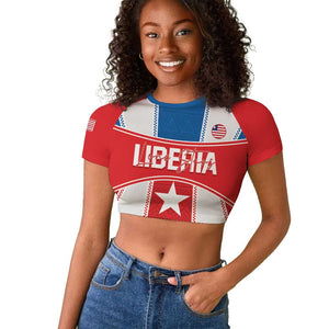 Custom Lone Stars Raglan Cropped T shirt Liberia Football - Sporty Style