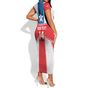 Custom Lone Stars Short Sleeve Bodycon Dress Liberia Football - Sporty Style