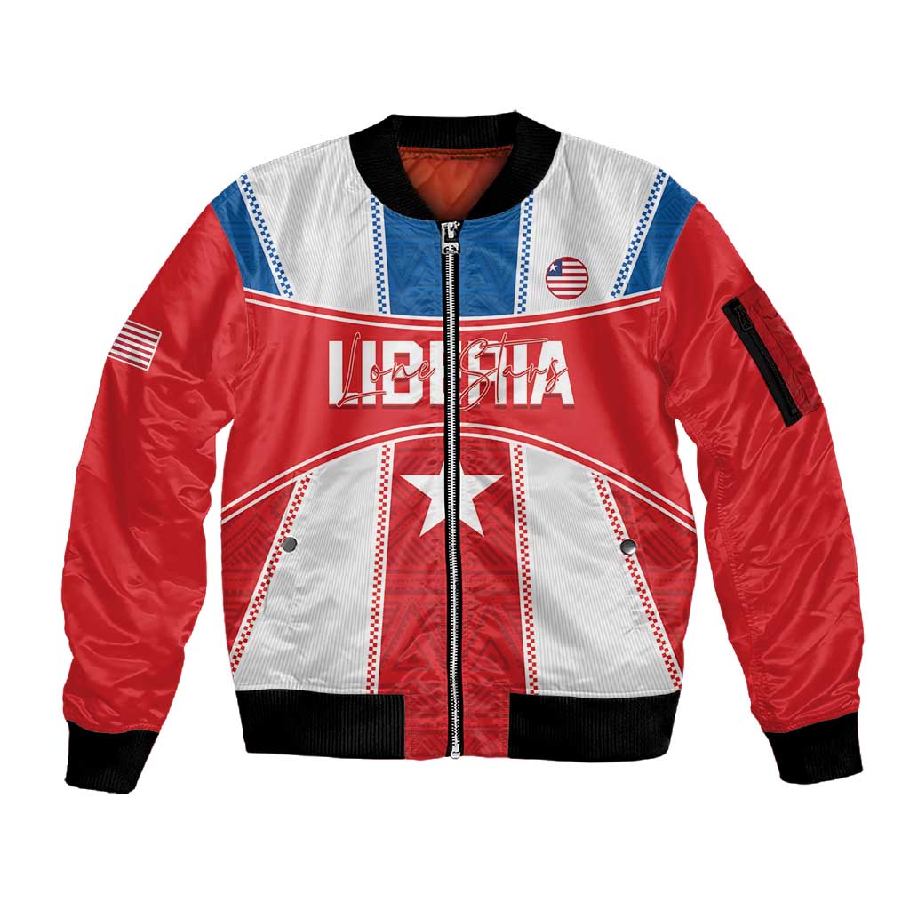 Custom Lone Stars Sleeve Zip Bomber Jacket Liberia Football - Sporty Style