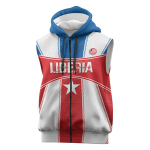 Custom Lone Stars Sleeveless Zip Hoodie Liberia Football - Sporty Style - African Pride