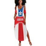 Custom Lone Stars Summer Maxi Dress Liberia Football - Sporty Style