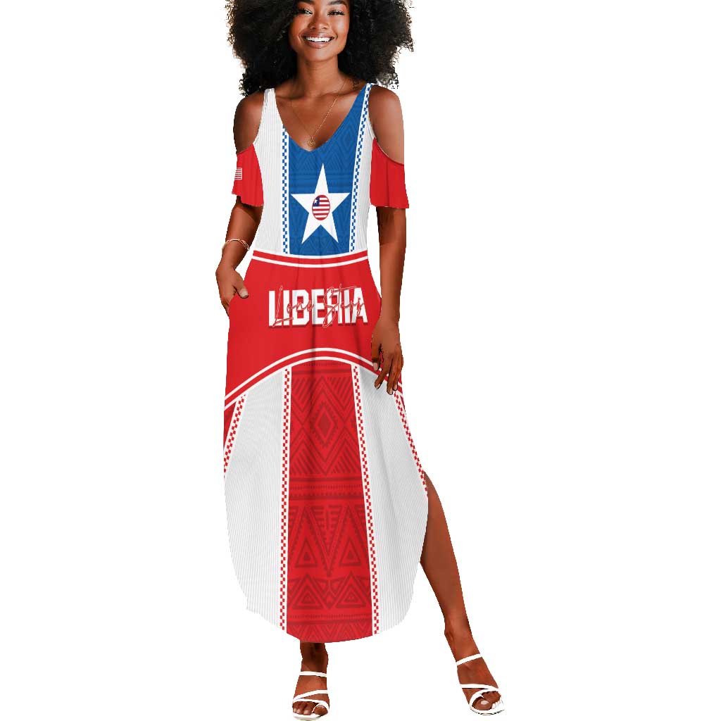 Custom Lone Stars Summer Maxi Dress Liberia Football - Sporty Style