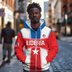 Custom Lone Stars Zip Hoodie Liberia Football - Sporty Style