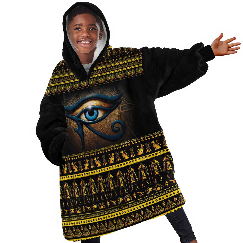 Ancient Egypt Eye Of Ra Kid Wearable Blanket Hoodie Sun To The Egyptians