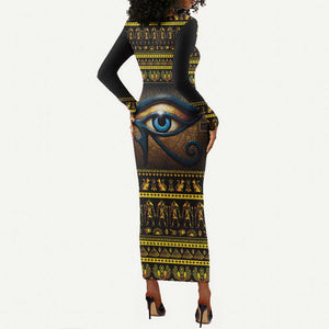 Ancient Egypt Eye Of Ra Long Sleeve Bodycon Dress Sun To The Egyptians