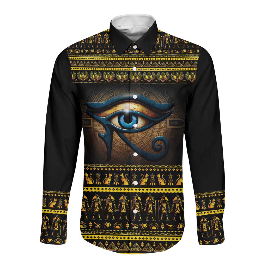 Ancient Egypt Eye Of Ra Long Sleeve Button Shirt Sun To The Egyptians