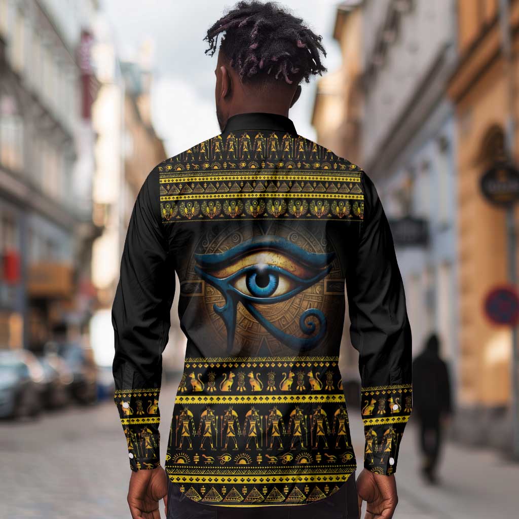 Ancient Egypt Eye Of Ra Long Sleeve Button Shirt Sun To The Egyptians
