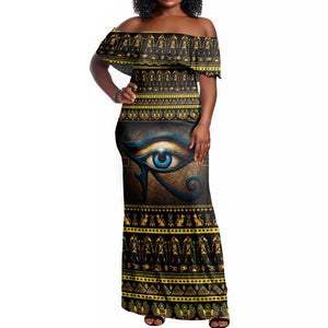 Ancient Egypt Eye Of Ra Off Shoulder Maxi Dress Sun To The Egyptians