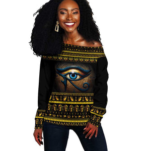 Ancient Egypt Eye Of Ra Off Shoulder Sweater Sun To The Egyptians