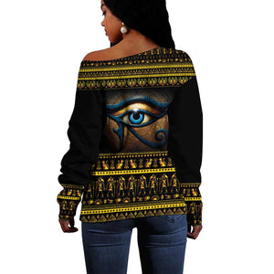 Ancient Egypt Eye Of Ra Off Shoulder Sweater Sun To The Egyptians