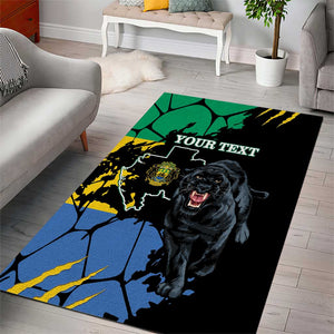 Personalized Gabon Black Panther Area Rug Gabonese Map Grunge Style