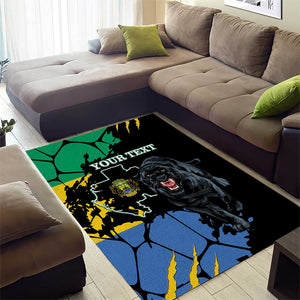 Personalized Gabon Black Panther Area Rug Gabonese Map Grunge Style