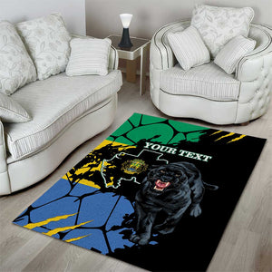 Personalized Gabon Black Panther Area Rug Gabonese Map Grunge Style