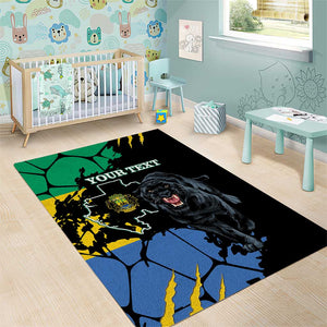 Personalized Gabon Black Panther Area Rug Gabonese Map Grunge Style