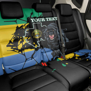 Personalized Gabon Black Panther Back Car Seat Cover Gabonese Map Grunge Style