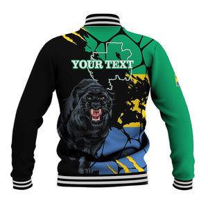 Personalized Gabon Black Panther Baseball Jacket Gabonese Map Grunge Style