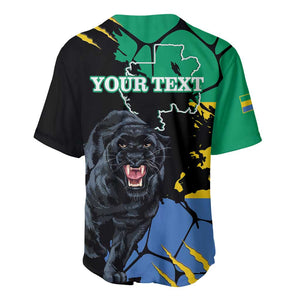 Personalized Gabon Black Panther Baseball Jersey Gabonese Map Grunge Style